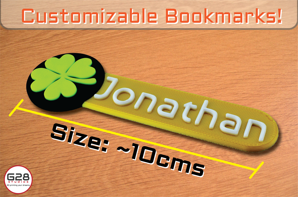 Custom 3D Printed Bookmarks