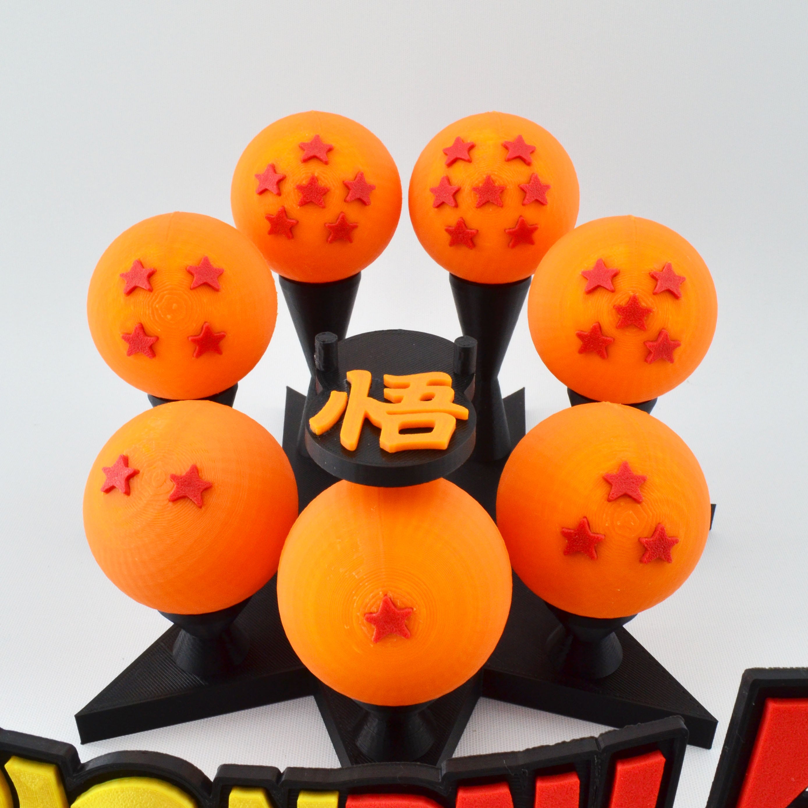 Custom Dragon Ball Z Stand with 7 Dragon Spheres, Self-Standing Dragon, and Logo Sign